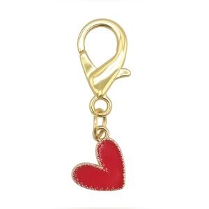 Gold and Red Heart Charm